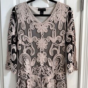 Weavz Dress - Black Sheer with Champagne Embroidery